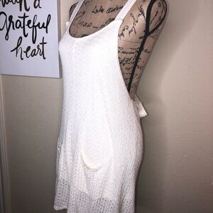 Free People LA Lady Knit Oversized Cream Jumper Pockets Retro Lined Size Medium